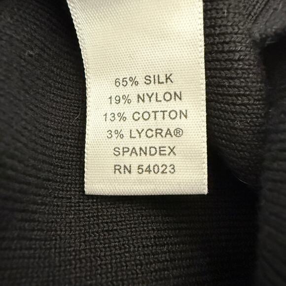 Banana Republic Black V-Neck Stretch Knit Dress | Silk Cotton Blend Bodycon | L - Picture 6 of 11